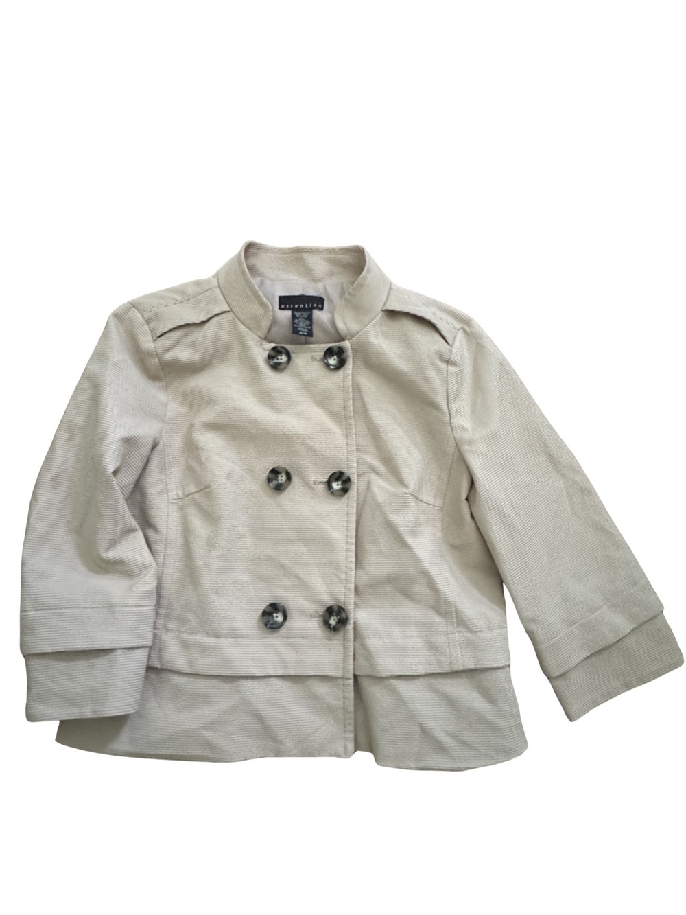 attention Cream Double-Breasted Textured Pea Coat - Picture 1 of 6